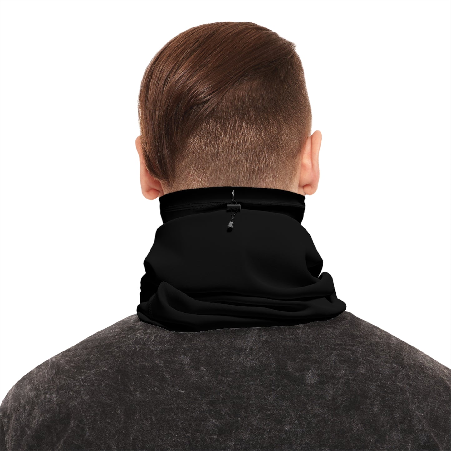 Black Winter Neck Gaiter With Drawstring