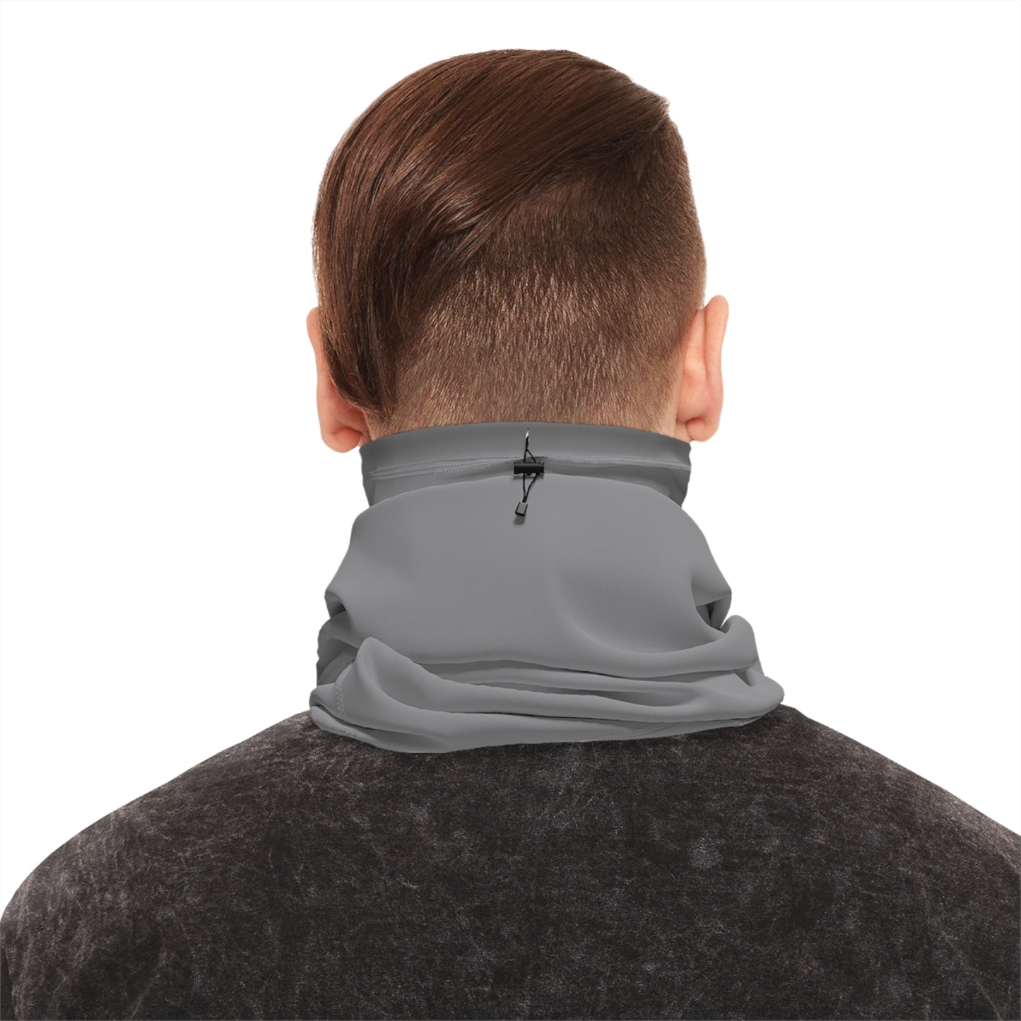 Grey Winter Neck Gaiter With Drawstring