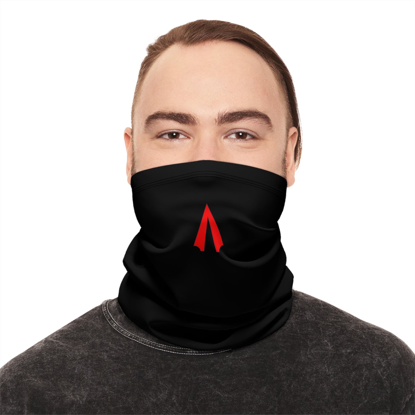 Black Winter Neck Gaiter With Drawstring